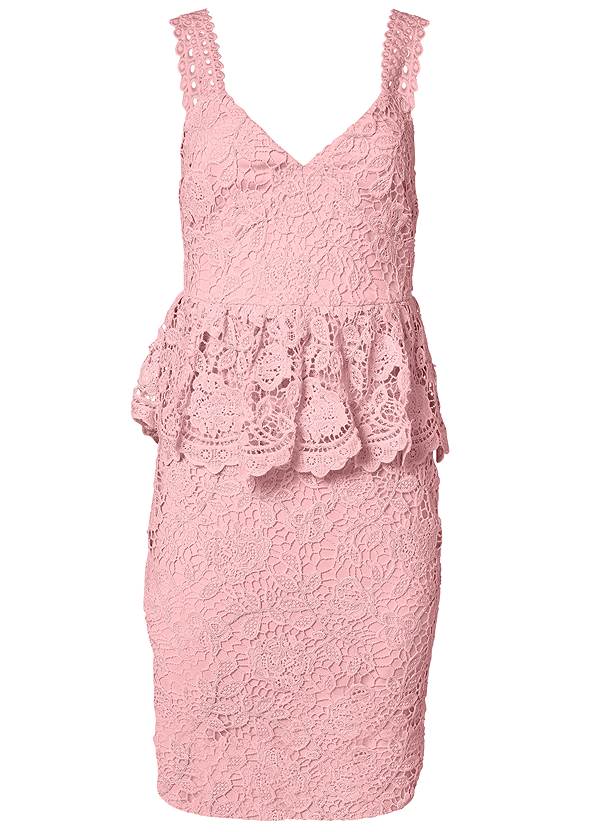 Peplum Bodycon Lace Dress in Pink