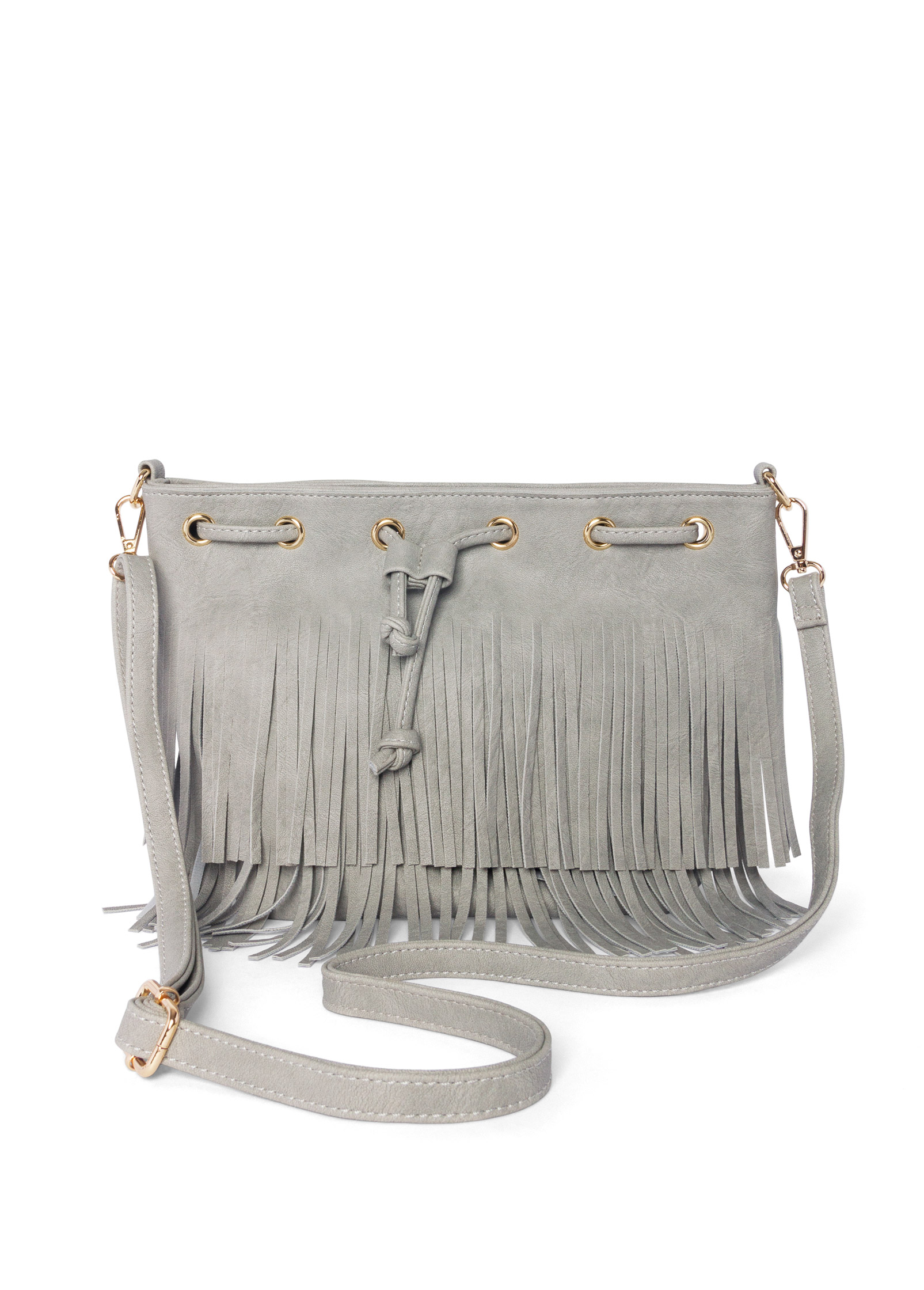 grey fringe bag