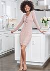 Full Front View Cozy Hacci Lace-Up Sweatshirt Dress