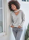 Cropped Front View Studded Lounge Sweatshirt
