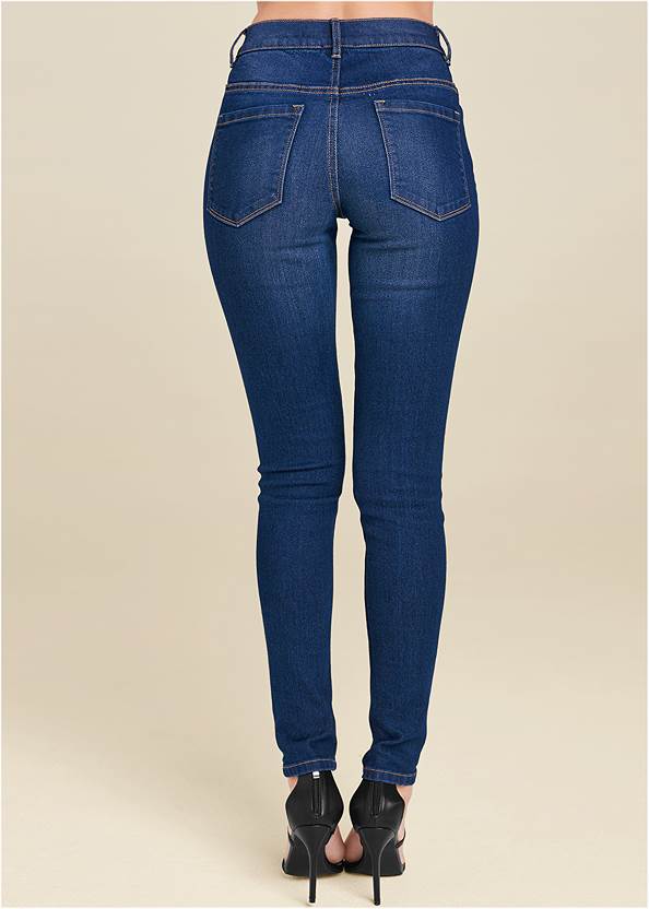 Waist down back view Mid Rise Color Skinny Jeans