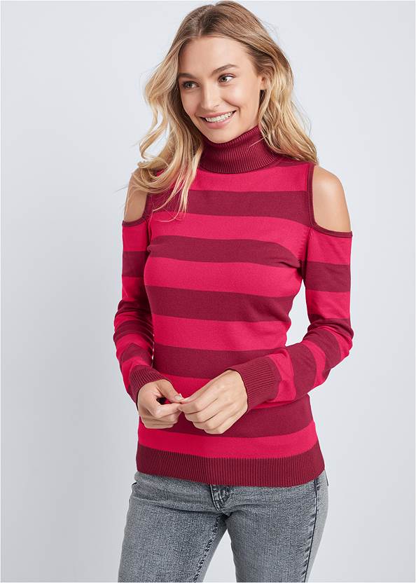 Alternate View Striped Turtleneck Sweater