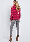 Back View Striped Turtleneck Sweater