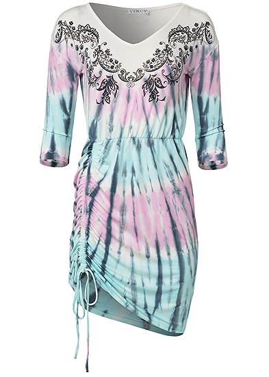Plus Size Paisley Print Tie-Dye Lounge Dress