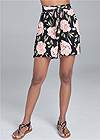 Front View Floral High Waisted Shorts