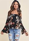 Cropped Front View Off-Shoulder Floral Top