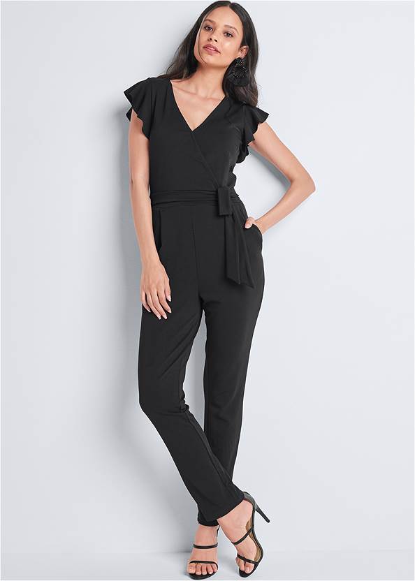 Ruffle Detail Jumpsuit,High Heel Strappy Sandals