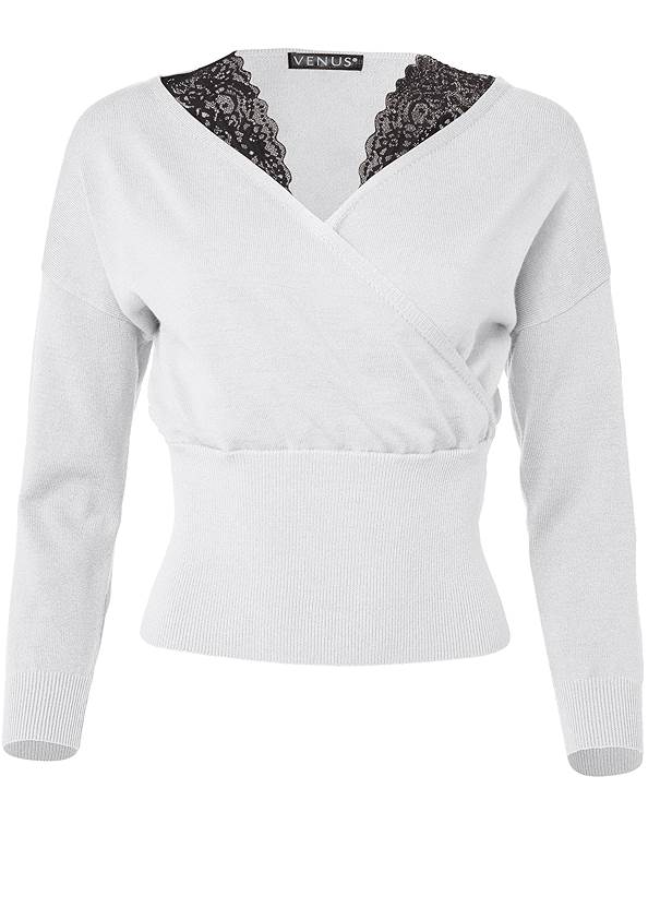 Alternate View Cross Front Lace Sweater