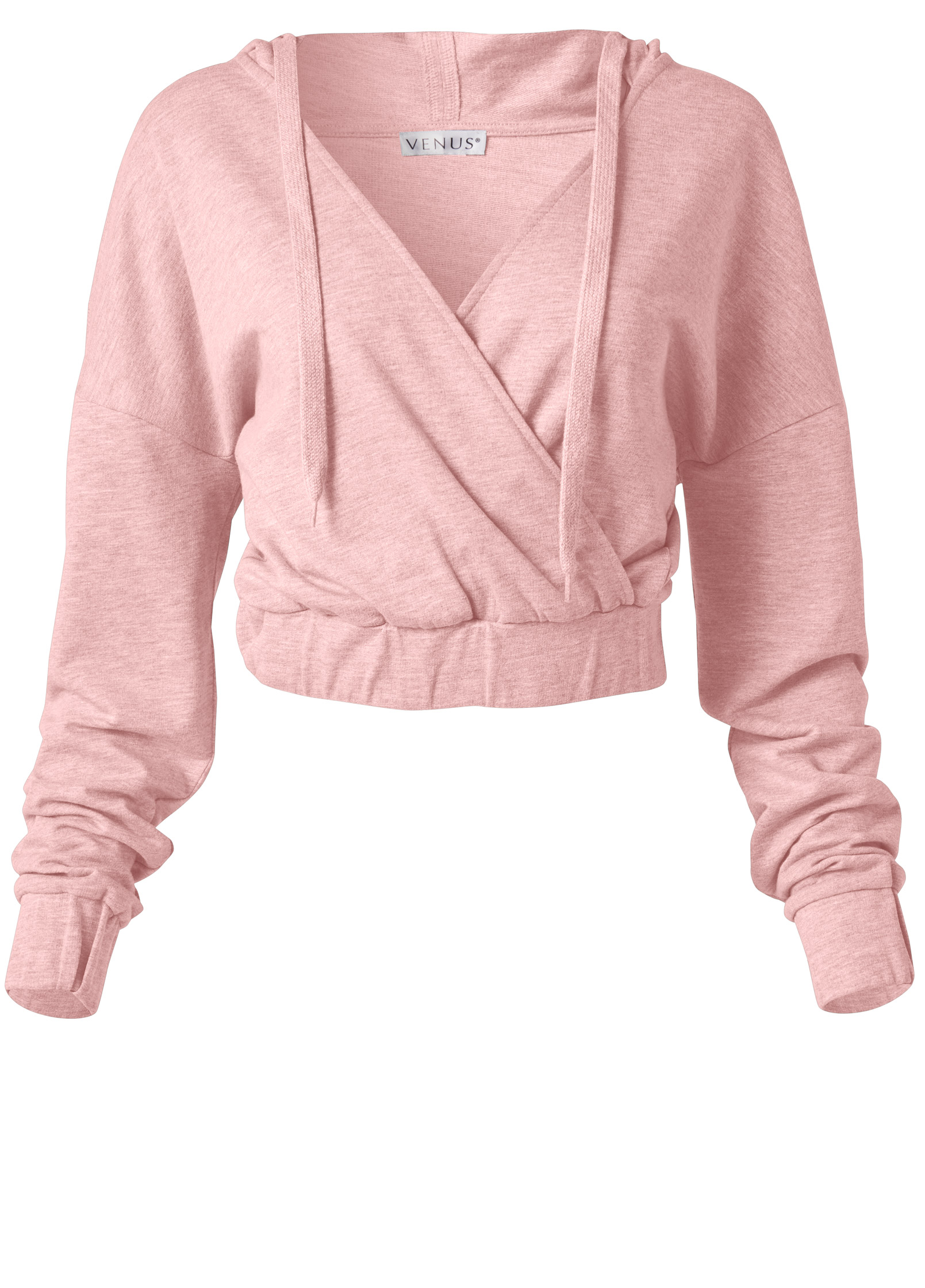 Surplice Pullover Sweatshirt in Heathered Pink | VENUS