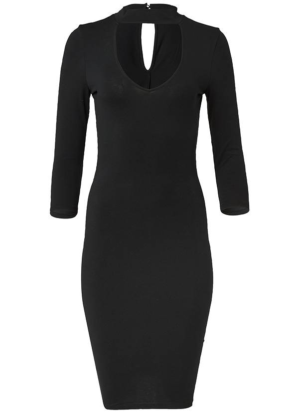 Mock-Neck Midi Dress in Black | VENUS
