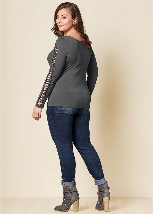 Back View Cutout Sleeve Detail Top