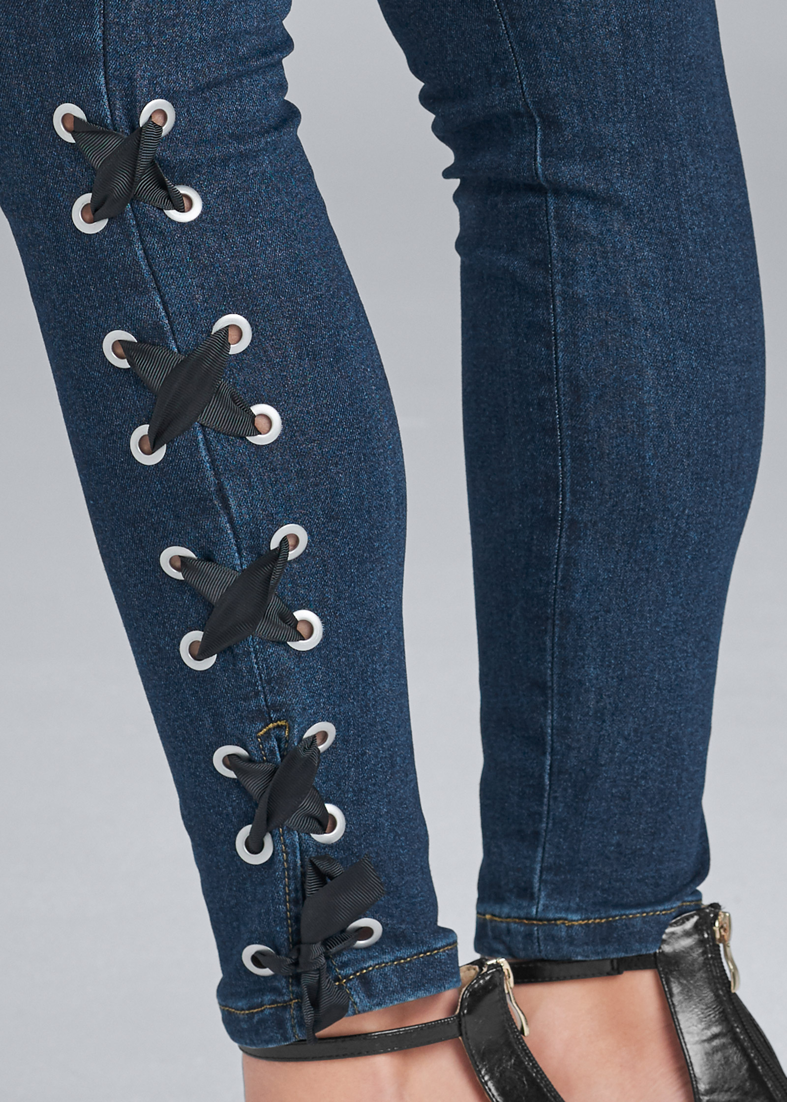 venus lace up jeans