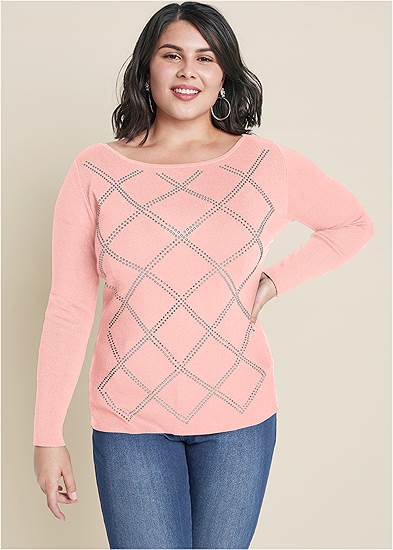 Plus Size Embellished Sweater