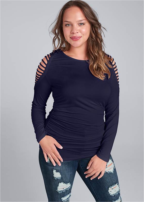 Alternate View Cut Out Cold Shoulder Top