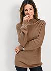 Cropped front view Pearl Detail Sweater