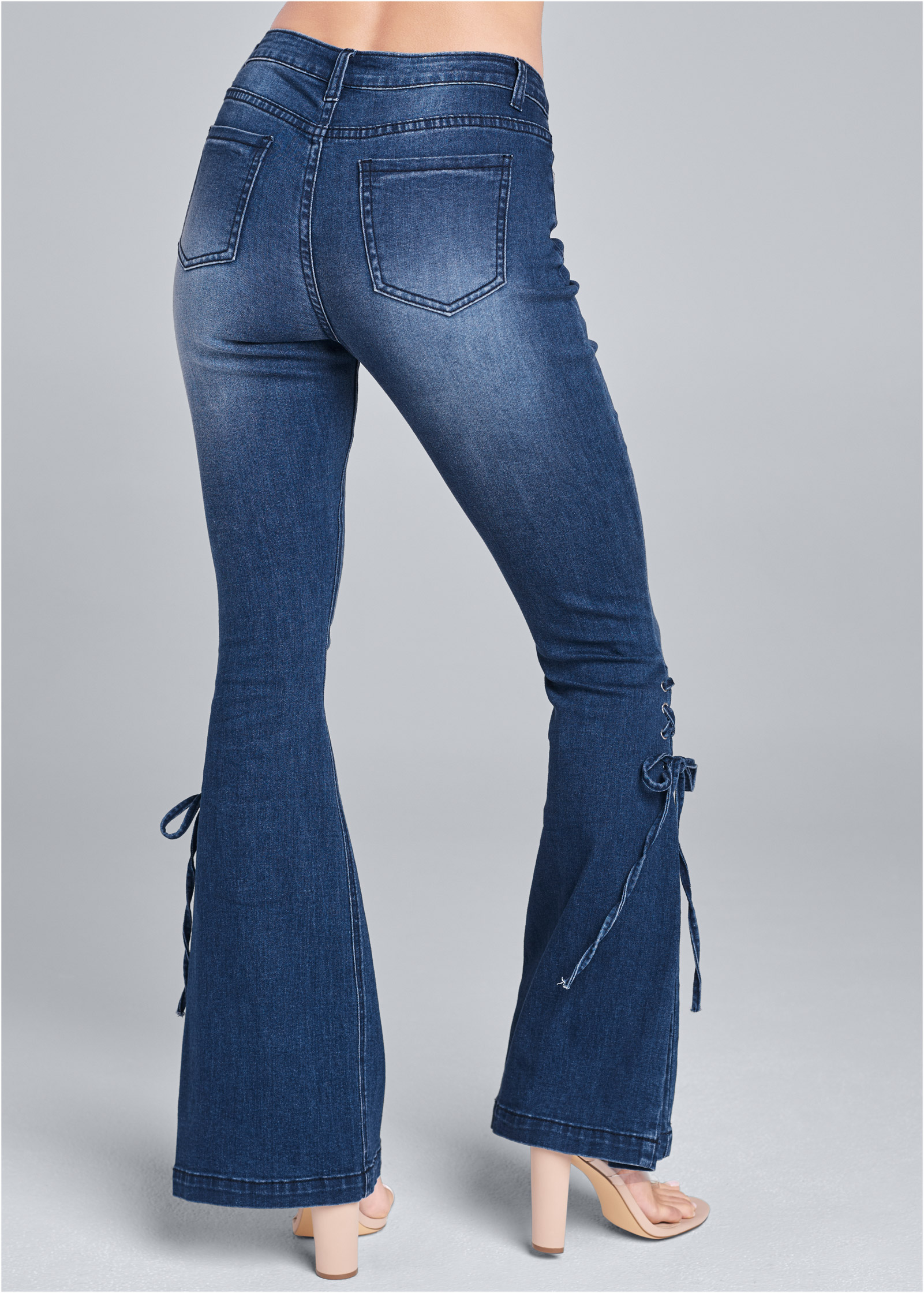 Lace up clearance bell bottom jeans