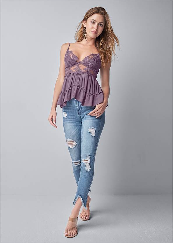 Alternate View Lace Detail Sleeveless Top