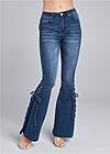 Waist down front view Lace-Up Flare Jeans