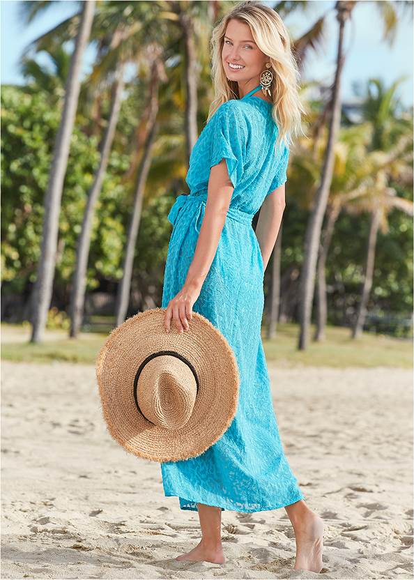 Back View Long Wrap Cover-Up Dress