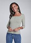 Cropped front view Button Up Henley Top