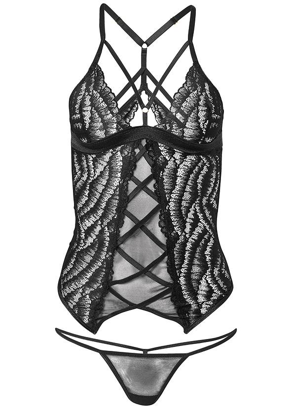 Alternate View Strappy Lace Mesh Chemise