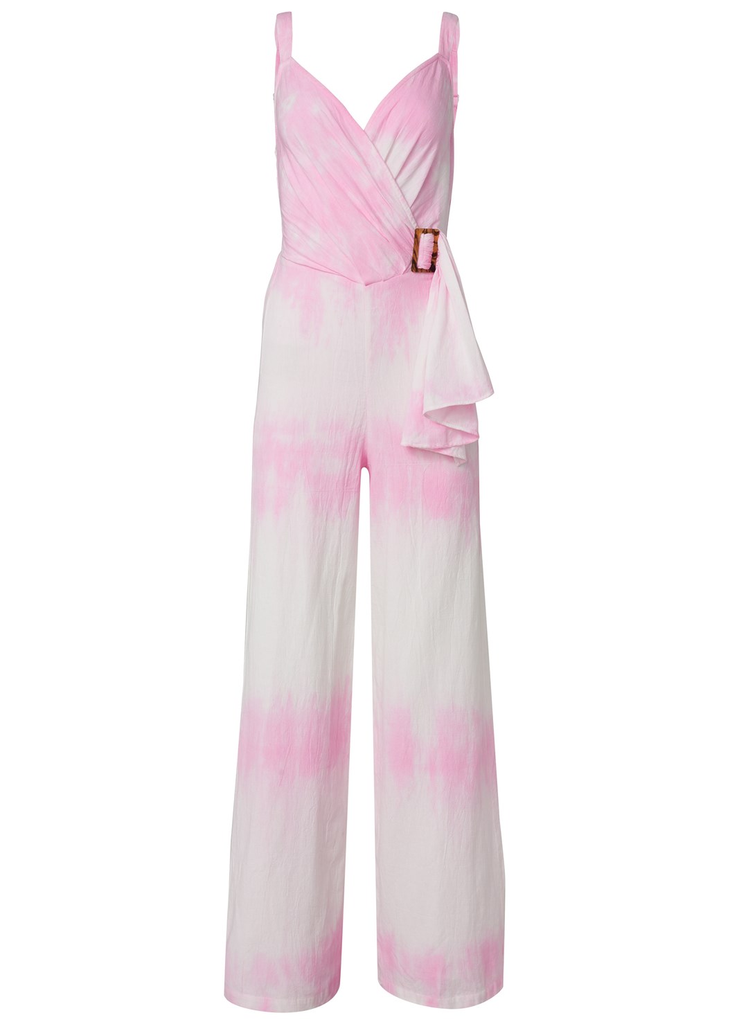 Tie Dye Linen Jumpsuit in Pink & White | VENUS