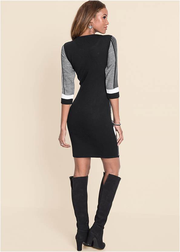 Full back view Color Block Sweater Dress