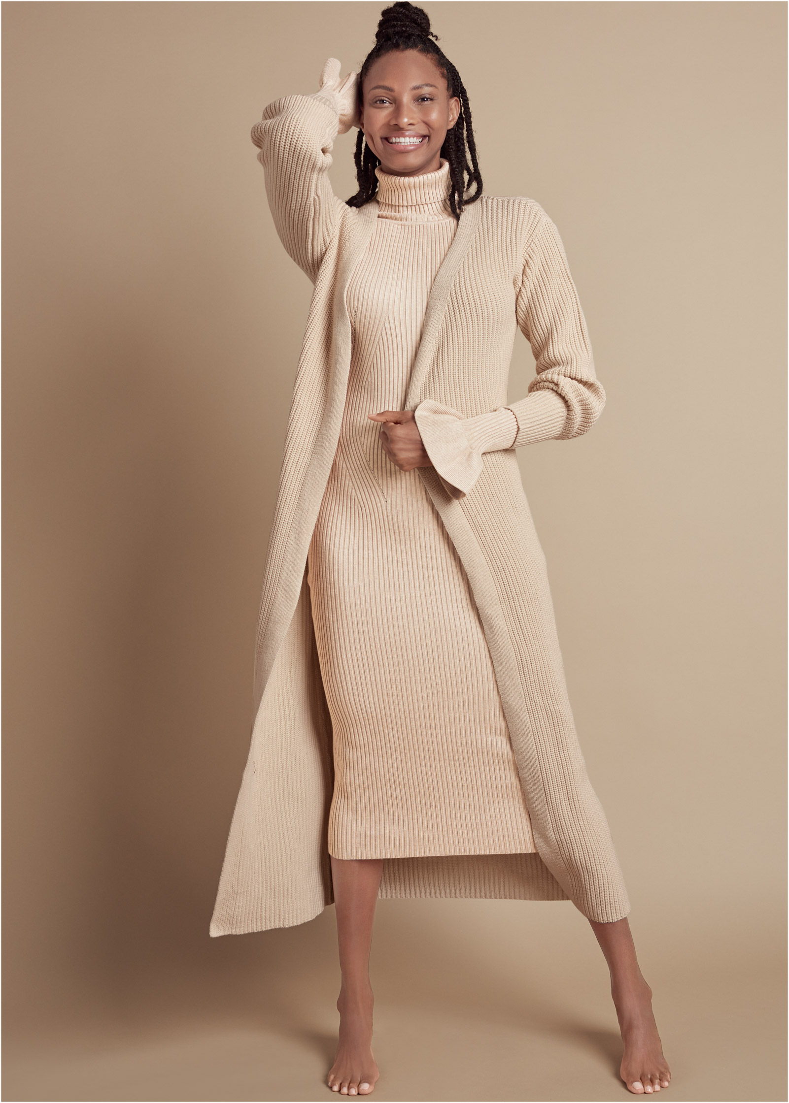 Ribbed Sweater Dress - Oatmeal | VENUS