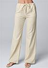 Cropped Front View Linen Drawstring Pants