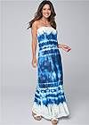 Full Front View Strapless Print Maxi Dress