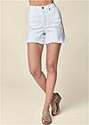Waist down front view Distressed Jean Shorts