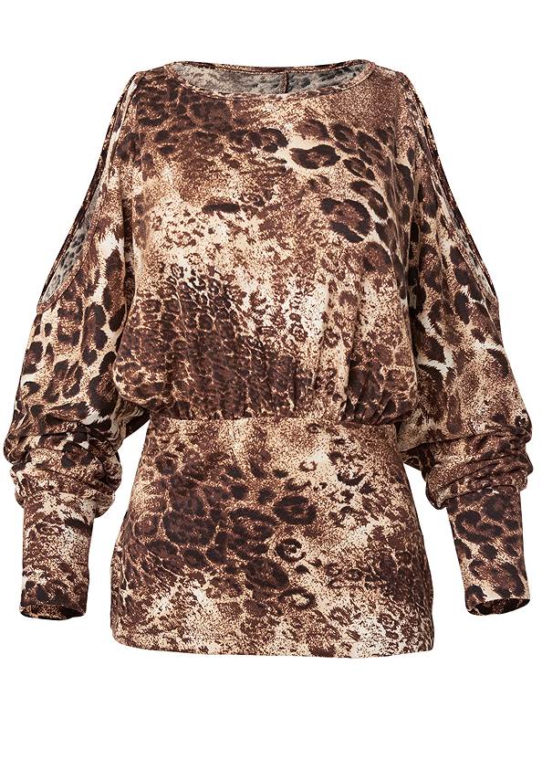 Ghost with background  view Leopard Cold Shoulder Top