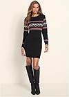 Full front view Printed Sweater Dress