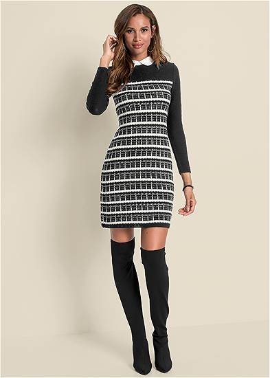 Plus Size Collared Sweater Dress