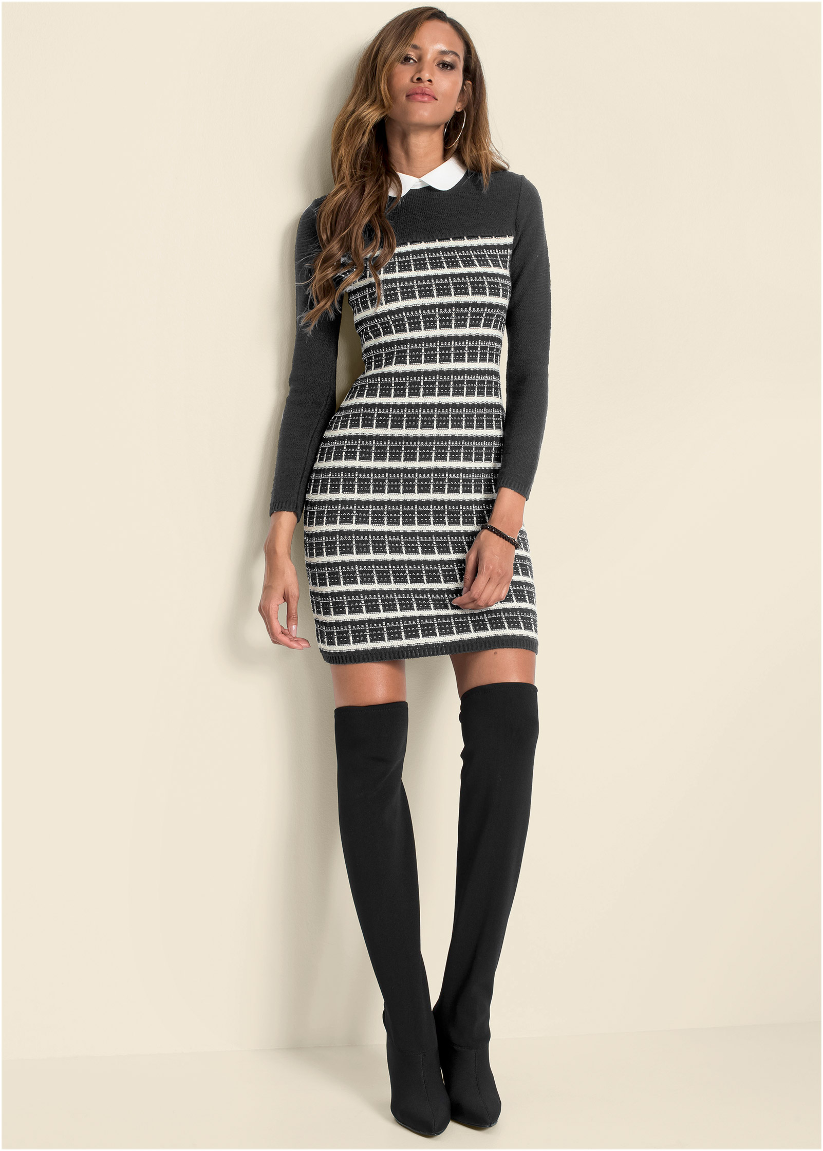 venus pleated sweater dress