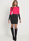 Full front view Color Block Sweater Dress