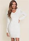 Full front view Cable Knit Sweater Dress