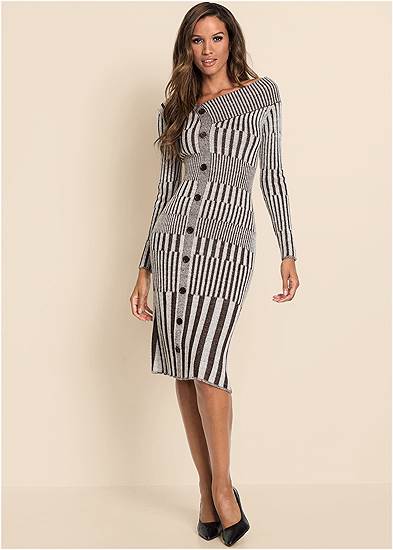 Button-Front Sweater Dress