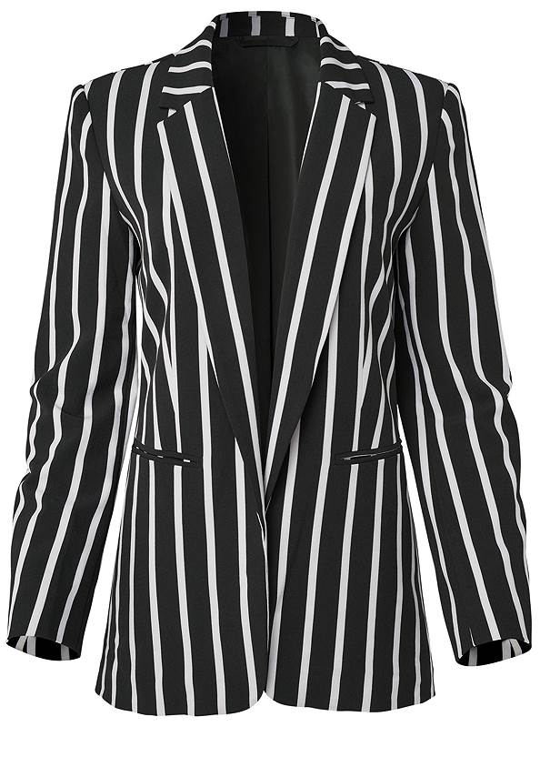 Striped Blazer in Black & White | VENUS