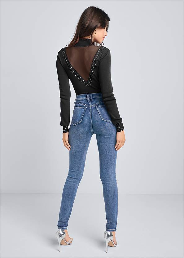 Full back view Mesh Inset Sweater