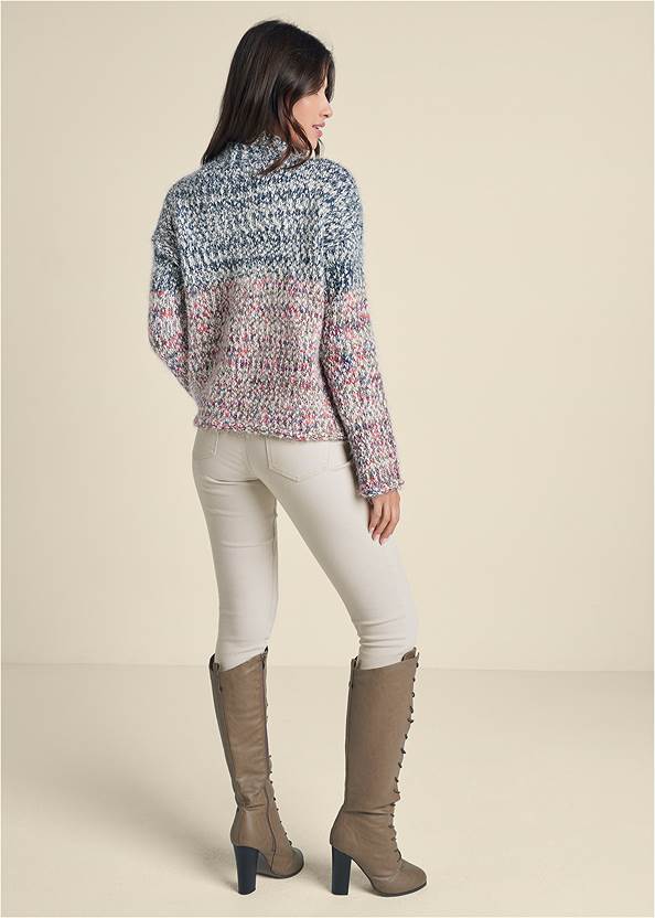 Full back view Marled Knit Mock-Neck Sweater