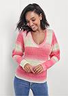 Cropped front view Ombre Striped Sweater