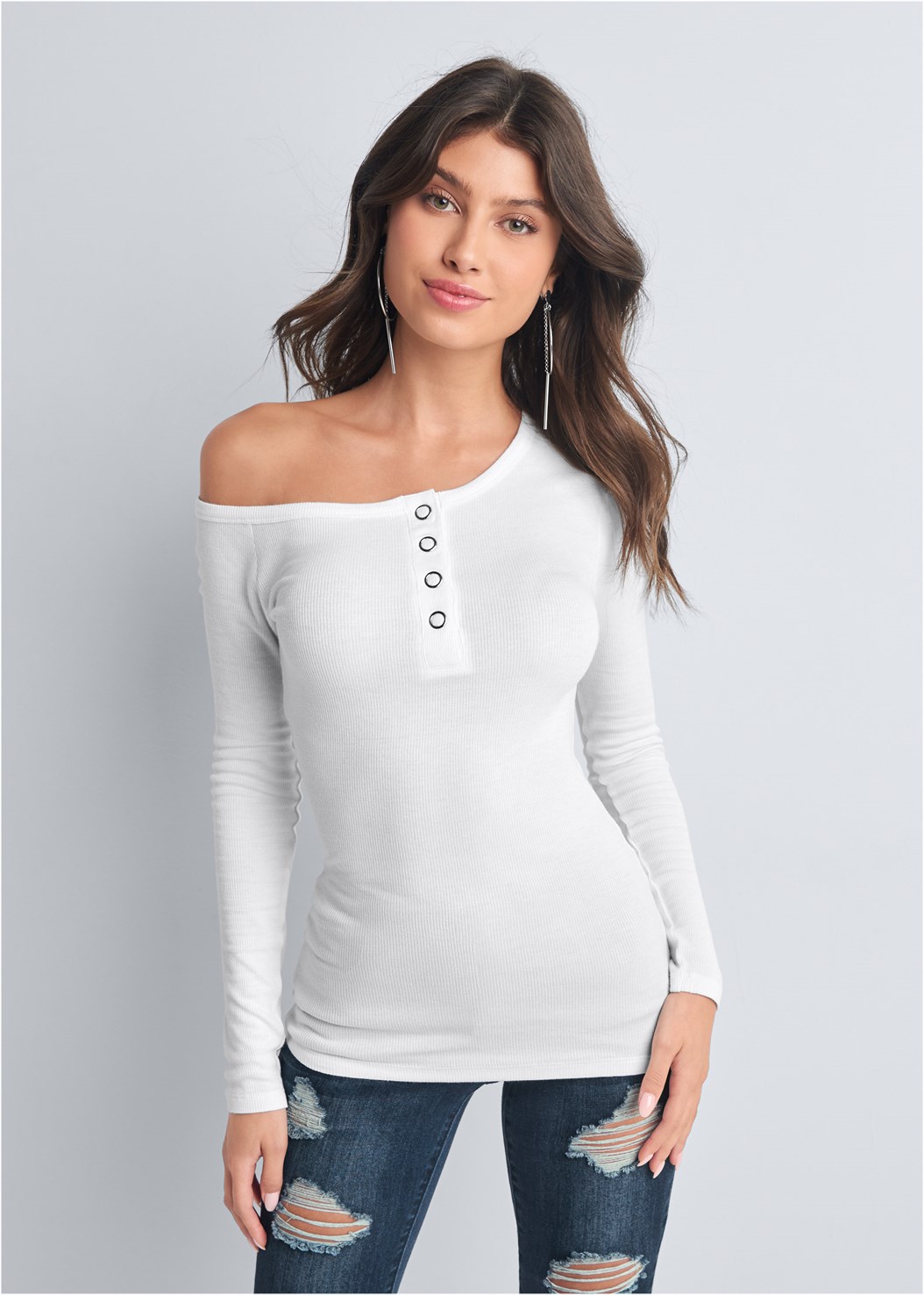 venus ribbed henley top