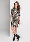 Full front view Leopard Mesh Bodycon Dress
