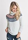 Front View Fair Isle Turtleneck Sweater