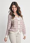 Cropped front view Tweed Cardigan With Lurex