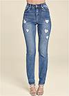 Front View Heart Patch Jeans