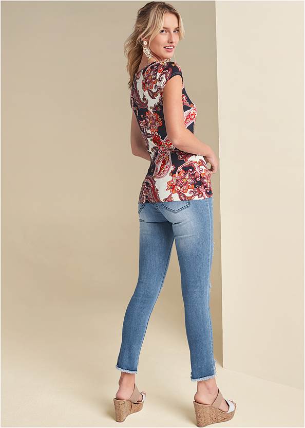 Back View Printed Square Neck Top