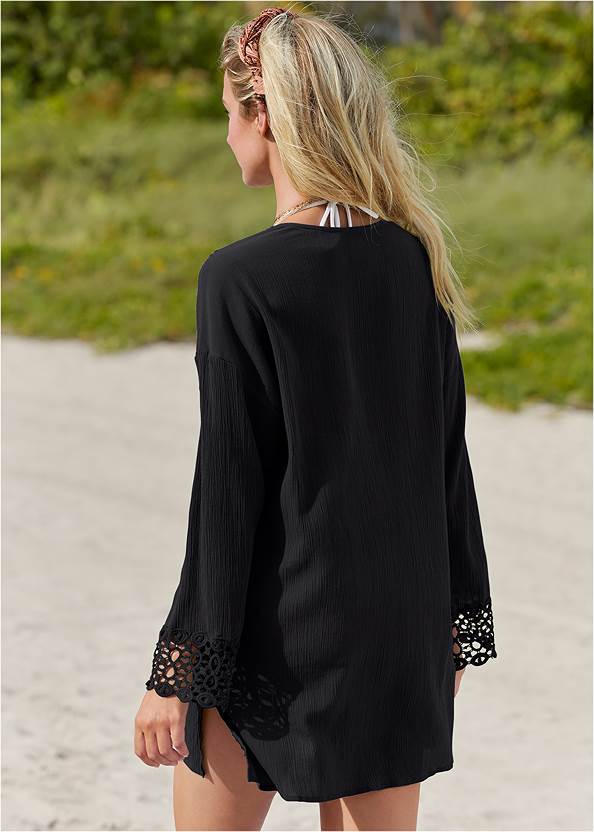 Back View Crochet Trimmed Cover-Up Tunic