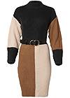 Ghost with background  view Belted Color Block Sweater Dress